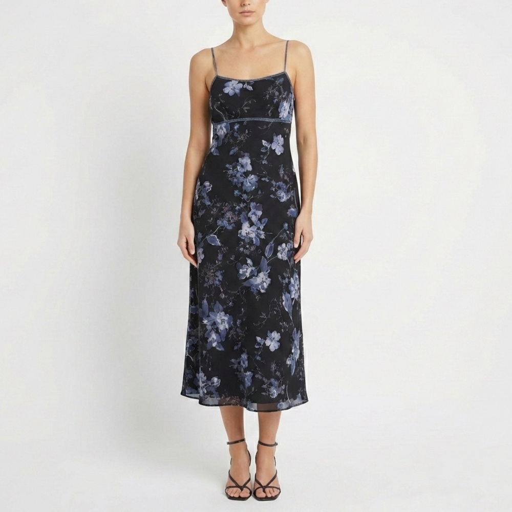 Vintage All That Jazz Floral Print Midi Dress Women's Size 2